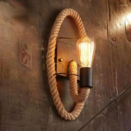 Wall Lamp Rope Lamps For Bar Cafe Restaurant Vintage Loft Sconce Light Retro Hallway Decoration Background Lighting America