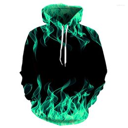 Men's Hoodies Spring And Autumn Hoodie 3D Printing Color Flame Sweater Winter Fashion Street Wear For Men