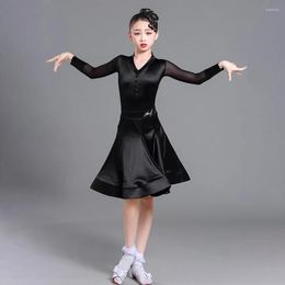 Stage Wear V Neck Bodysuit Lotus Skirt Kids Latin Dance Dresses Girls Belly Dancing Dress Dancewear Peformance Costumes NY25 WH2138