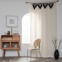 Curtain Home Decoration Curtains Living Room Bedroom Semi-shading Bay Window American Solid Colour Woven Polyester Cotton Fabric