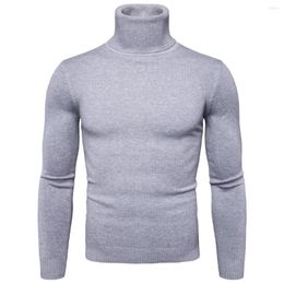 Men's Sweaters Winter Warm Turtleneck Sweater Men Fashion Solid Knitted Mens Casual Male Double Collar Slim Fit Pullover