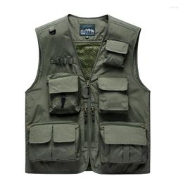 Men's Vests 2023 Spring And Autumn Casual Vest Loose Large Multi Pocket Solid Sleeveless Fashion Motorcycle Cardigan Commuter Tops