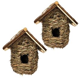 Bird Cages Backyard Expressions 2 Pack Of Songbird House Natural Huts Outdoor Grass Woven Nest Set Cage 230516 Drop Delivery Home Gard Dhsdw