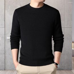 Men's Sweaters Autumn And Winter Sweater Round Neck Long Sleeve Knitted Warm Slim Business Stretch Solid Color Casual