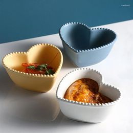 Bowls Bowl Ceramic Heart Salad Sauce Serving Shaped Fruit Cereal Mixing Dessert Rice Snack Appetize Pudding