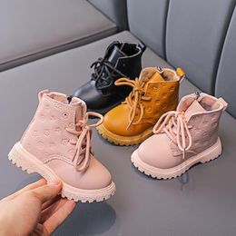 Boots Bota Kid Boots Kid Fashion Boots Autumn Winter Boys British Plush Short Boot Girl Ankle Boots French Boy/ Girls Boots Kid Shoes 230907