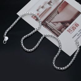 Chains Fashion Silver 5mm Box Chain Necklace For Men Women 20inch Collar Choker Trendy Jewellery Accessories Party Gifts