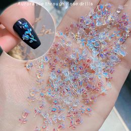 Nail Art Decorations 30Pcs/Pack Aurora Ice Transparent Rose Design Decoration 3D Resin Flower Nails Accessories UV/Gel Decals For A Manicure