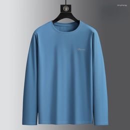 Men's T Shirts Plus Size 8XL Spring Autumn High Elasticity Long Sleeve Solid Colour Round Collar Man T-shirts Fashion Male Tees