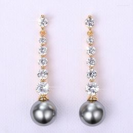 Dangle Earrings CAOSHI Gorgeous Long Pendant Temperament Lady Party Jewellery With Simulated Pearl Elegant Women Shiny Zirconia