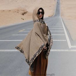 Scarves Women's Winter Capes Female Scarf Pareos Long Cardigan Shawls Women with Hat Luxury Cardigans Poncho Wrap Coats Designer S2qy3v