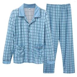 Men's Sleepwear Men Pyjamas Sets Lounge Plaid Pyjamas Clothes Long Sleeve 2023 Autumn Winter Loungewear Male Homewear Home