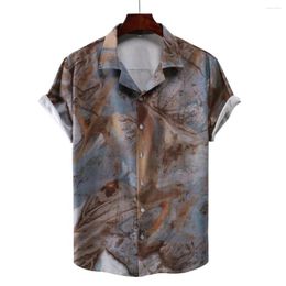 Men's Casual Shirts 2023 Men Hawaiian One Button Digital Printing Printed Short-sleeve Beach Blouses Tops Camicias S-XXL