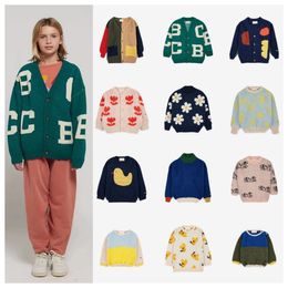 Pullover kid aw23 jumpers cardigans pojkar flickor avslappnad färg matchande tröja baby cardigan barn stickar 230906