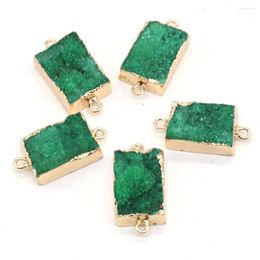 Pendant Necklaces Fresh Pastoral Green Natural Stone Crystal Tooth Connector Charms For Jewellery Making DIY Necklace Accessories 1PC Gifts