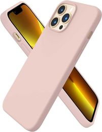 Cell Phone Cases ORNARTO Compatible iPhone 13 Pro Max Case 67 "Ultra Thin Liquid Silicone 3-Layer Full Cover Soft gel Rubber Case 67" (about 170 cm) Sand PinkL2030907