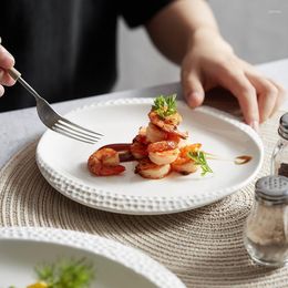 Plates Dinner Simplicity Plate Ceramics Creative Flat Disc White Western Cuisine Dessert Tray Tableware Home Daily