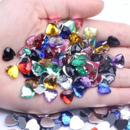 Nail Art Decorations Heart Shape 10mm 50/500pcs Acrylic Rhinestones Flat Back Facets Many Colours For Nails Glue On Beads DIY Jewellery Making