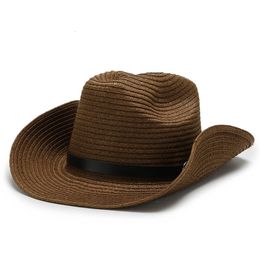 Wide Brim Hats Bucket Natural Straw Cowboy Hat Women Men Handmade Weave For Lady Summer Western Sombrero Hombre Lifeguard 230906