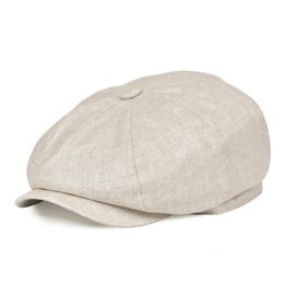 Berets BOTVELA Summer Linen sboy Cap Men Women Herringbone Bakerboy Caps Lightweight Breathable Flat Hat Apple Beret for Male 230907