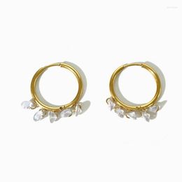 Hoop Earrings ALLME Delicate 18K Gold PVD Plated Stainless Steel Bling Rhinestone Tassel Strand For Women Daily Jewellery