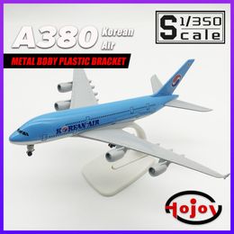 Aircraft Modle Scale 1/350 Length 20cm Korean Air A380 Metal Diecast Airplane Plane Model Aircraft Toys Gift For Boys Kids Child Collection 230906