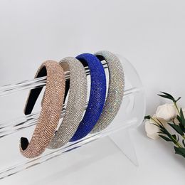 3.2cm wide sponge fabric Solid Colour headband set with diamonds hair accessories headband for Women Colourful