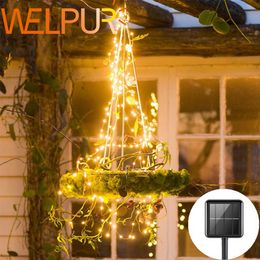 Garden Decorations 100200LEDS Solar Fairy Lights Waterproof Waterfall Tree Vine Branch String Lamp Copper Wire Outdoor Xmas Holiday Party Wedding 230907