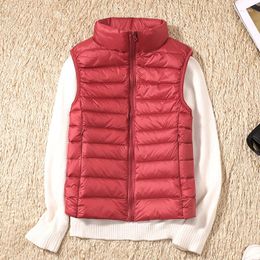 Women's Vests Down Vest Autumn And Winter Lightweight Solid Colour Pocket Warm Fashion Casual Jacket Can Be Worn As A Top