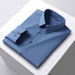 Men's Dress Shirts High-end Long Sleeve Plain Soft Breathable Quality Luxury Business Work Social Smart Casual Shirt Non-iron