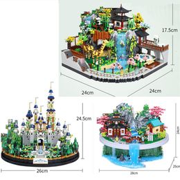 Aircraft Modle Fashion Creative Dream Animal Zoo Architecture Assembled Building Block Cherry Castle DIY Child Toy Gift Collectible Blossom 230907