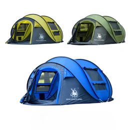 HLY outdoor 3-4persons automatic speed open throwing pop up windproof waterproof beach camping tent large space T1910012309