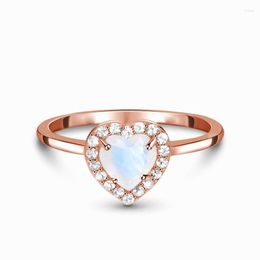 Wedding Rings Selling S925 Sterling Silver Love Diamond Moonstone Ring Women's Simple Luxury Exquisite Jewellery