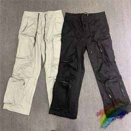 Real pic Multi Pocket Cargo Pants Men Women Unisex Fashion Joggers Drawstring Sweatpants Trousers2449