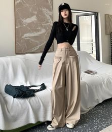 Women's Pants 2023 Spring And Autumn Design High Waist Suit Lace-up Drop Loose Wide Leg Casual