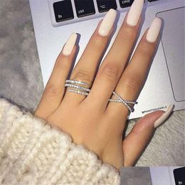 Wedding Rings Simple Cute Female Fl Cz Diamond Finger Ring Luxury Jewellery 925 Sterling Sier Engagement Colorf Zircon Rings For Woman G Dhllp