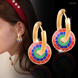 Hoop Earrings LEEKER Red Blue Green Enamel 316L Stainless Steel Gold Colour For Women Ear Jewellery Partyaccessories Gifts LK3