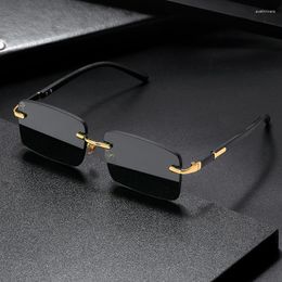 Sunglasses Crystal Frameless UV Protection Women's Sun Glasses Shapes Pink Lenses Man For Women Fashion 2023 Eyewear