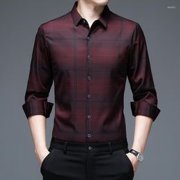 Men's Dress Shirts Long Sleeves Shirt Striped Anti-wrinkle Men Business Self-cultivation Casual Social Tops Spring And Summer Clothing