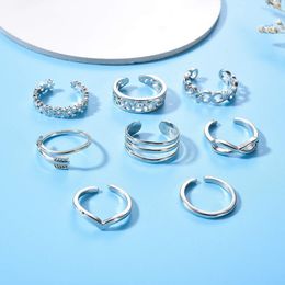 Toe Rings Ephalus 8pcs Adjustable for Women Beach Party Banquet Jewellery High Quality Original Stainless Steel Alloy Wholesale 230906