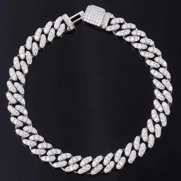 10mm Iced Out Pass Diamond Tester Vvs Moissanite Jewellery 925 Sterling Silver Necklace Bracelet Women Men Cuban Link Chain Fcpnq