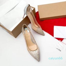 2023 New Spring Summer Elegant Styles Women Shoes Rhinestone High Heels Crystals Pointed Toe