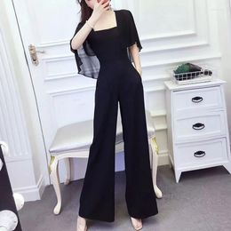 Women's Two Piece Pants Wide Leg Set 2023 Summer Fashion High Waist Hanging Feeling Thin One-piece Chiffon Short Sleeve