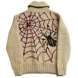 Men's Sweaters Women Vintage knitted sweater autumn winter pullover unisex Y2K Harajuku men oversized sweater black loose spider cartoon print 230907