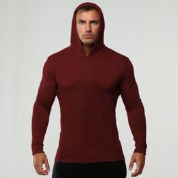 Men's Hoodies Casual Style Men Top Breathable Soft Cotton For Fitness Wear Slim Fit Long Sleeves Solid Colours Autumn