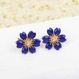 Stud Earrings Top Quality 2023 Trend Gifts Luxury Jewelry For Women Rose Gold Color Europe Flowers Charms Ear Clip