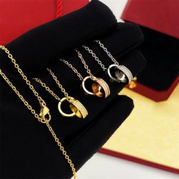 Fashion Design Pendant Love screw Necklace for men women double Loop ring full cz two rows diamond pendant Jewellery Collares Collier octagonal