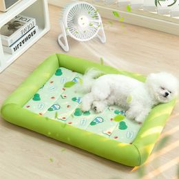 kennels pens SXL Summer Cooling Pet Dog Mat Ice Pad Sleeping Square Mats For Dogs Cats Kennel Top Quality Cool Cold Silk Bed 230907