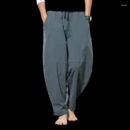 Men's Pants Chinese Casual Trendy Imitation Linen Summer Cropped Loose Size Harun Japanese Radish