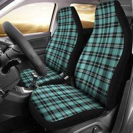 Car Seat Covers Turquoise Plaid Set SUV Universal Fit Front Bucket Seats